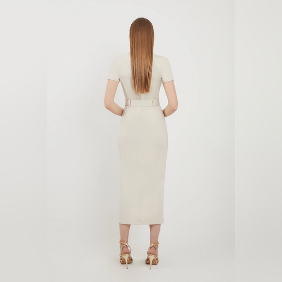 KAREN MILLEN Belted Detail Ponte Jersey Short Sleeve Midi Dress, size medium - Picture 3 of 5